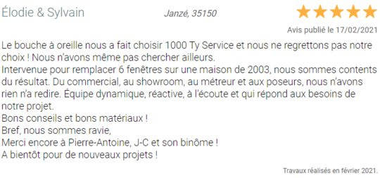 Avis Pages Jaunes - travaux Janzé